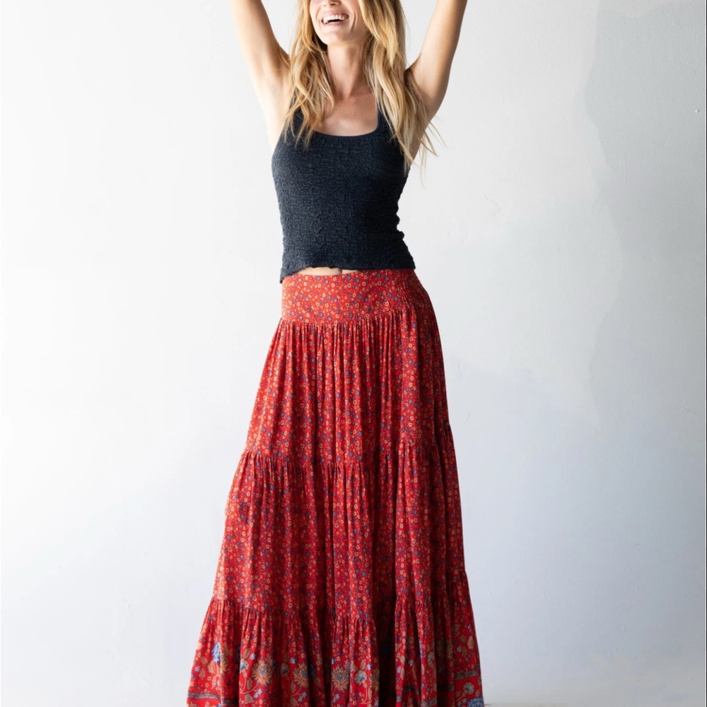 Natural Life Hannah Convertible Maxi Skirt, red ditsy - Picture 2 of 5